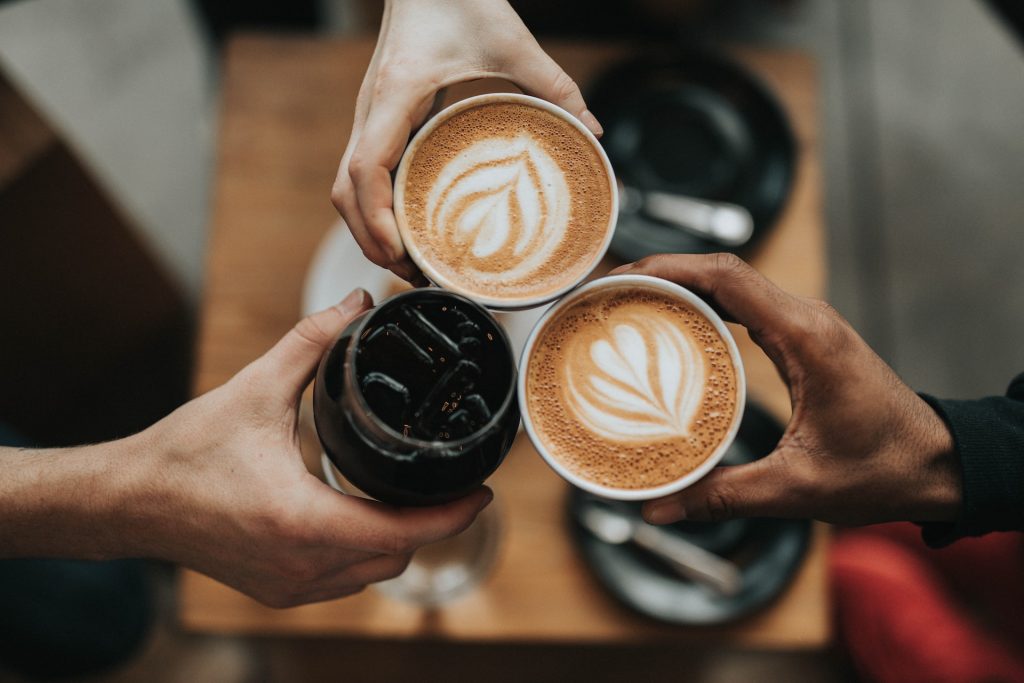 Image of coffee beverages in a Ucluelet cafe